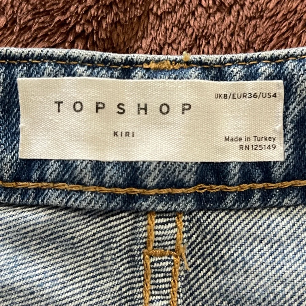 Topshop Womens Jean Shorts Size 4 Blue Kiri Denim Cut Off